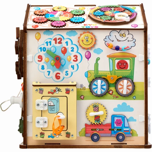 Бизиборд домик Карусель 30х35 см со светом